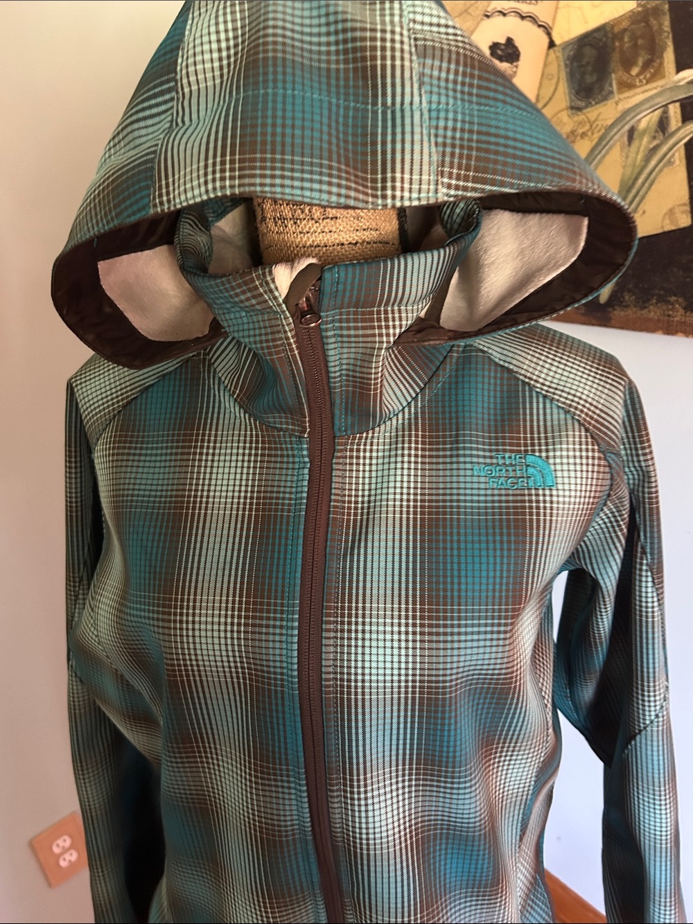 The North Face Women's Tephra Hooded Jacket - Teal Plaid